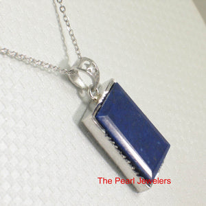 Mini Rectangle Lapis Lazuli Sterling Silver Pendant