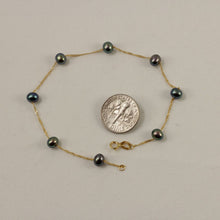 Load image into Gallery viewer, 14k Yellow Gold Mini Peacock Cultured Pearl Handcrafted Tin-Cup Bracelet