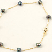 Load image into Gallery viewer, 14k Yellow Gold Mini Peacock Cultured Pearl Handcrafted Tin-Cup Bracelet