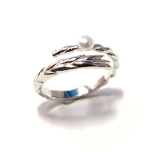 Load image into Gallery viewer, Solid Sterling Silver .925 White Mini Pearl Wheat-Style Adjustable Ring