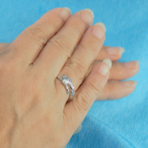 Solid Sterling Silver .925 White Mini Pearl Wheat-Style Adjustable Ring