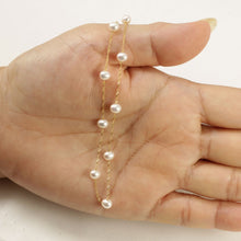 Load image into Gallery viewer, 14k Yellow Gold Mini White Cultured Pearl Handcrafted Tin-Cup Bracelet