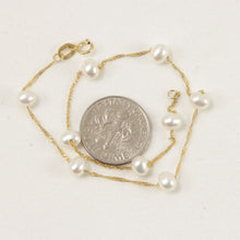 Load image into Gallery viewer, 14k Yellow Gold Mini White Cultured Pearl Handcrafted Tin-Cup Bracelet