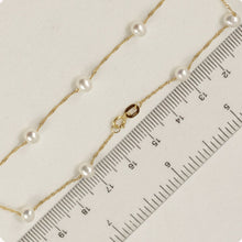 Load image into Gallery viewer, 14k Yellow Gold Mini White Cultured Pearl Handcrafted Tin-Cup Bracelet