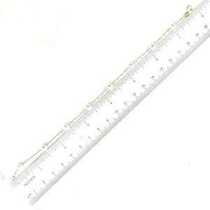 14k Yellow Gold Mini White Cultured Pearl Handcrafted Tin-Cup Bracelet