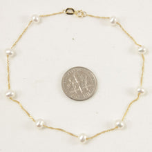 Load image into Gallery viewer, 14k Yellow Gold Mini White Cultured Pearl Handcrafted Tin-Cup Bracelet