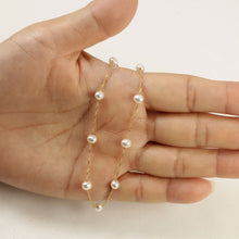 Load image into Gallery viewer, 14k Yellow Gold Mini White Cultured Pearl Handcrafted Tin-Cup Bracelet