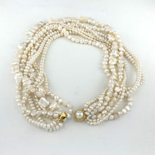 Load image into Gallery viewer, 8-Strand Twist Necklace – Mixed Shape White Freshwater Pearls