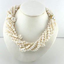 Load image into Gallery viewer, 8-Strand Twist Necklace – Mixed Shape White Freshwater Pearls