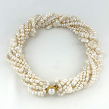 Load image into Gallery viewer, 8-Strand Twist Necklace – Mixed Shape White Freshwater Pearls