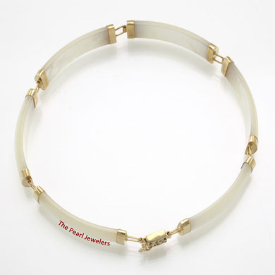 14k Yellow Gold Mother of Pearl Bracelet with “Joy” Clasp