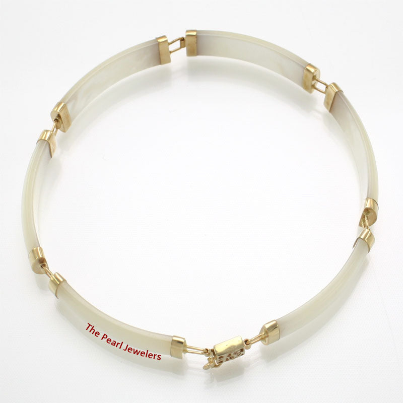 14k Yellow Gold Mother of Pearl Bracelet with “Joy” Clasp
