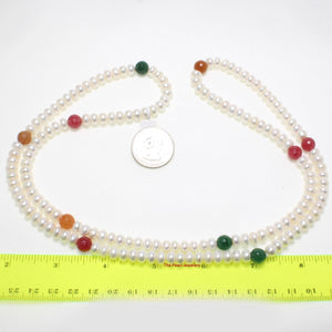 Multicolor Quartz & White Freshwater Pearl Infinity Necklace (33")