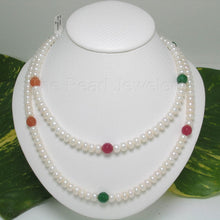 Load image into Gallery viewer, Multicolor Quartz &amp; White Freshwater Pearl Infinity Necklace (33&quot;)