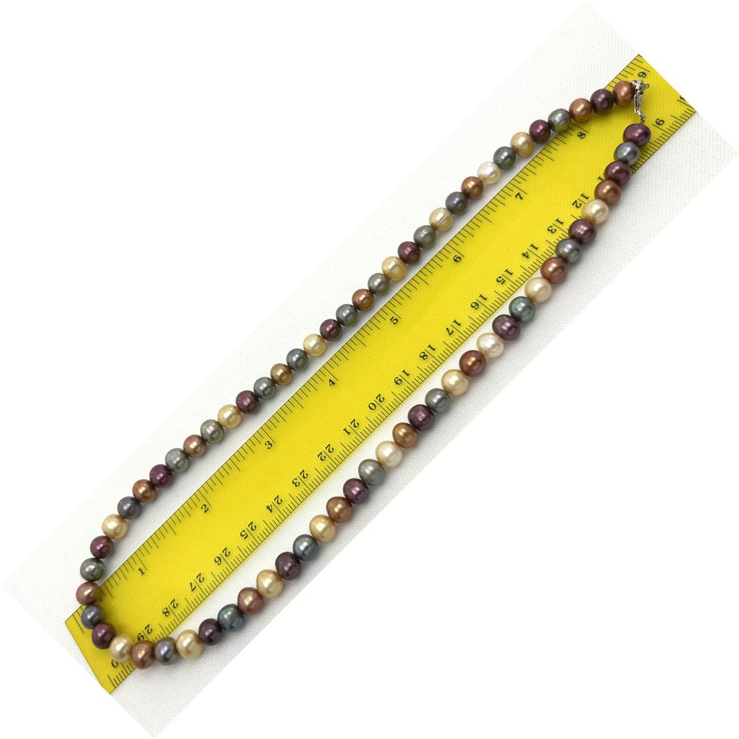 Multicolor Freshwater Pearl Necklace with .925 Silver Clasp