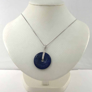 Natural 27 mm Blue Lapis Donut Pendant