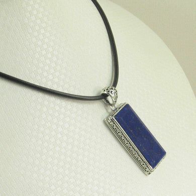 Antique-Style Natural Blue Lapis Rectangle Pendant