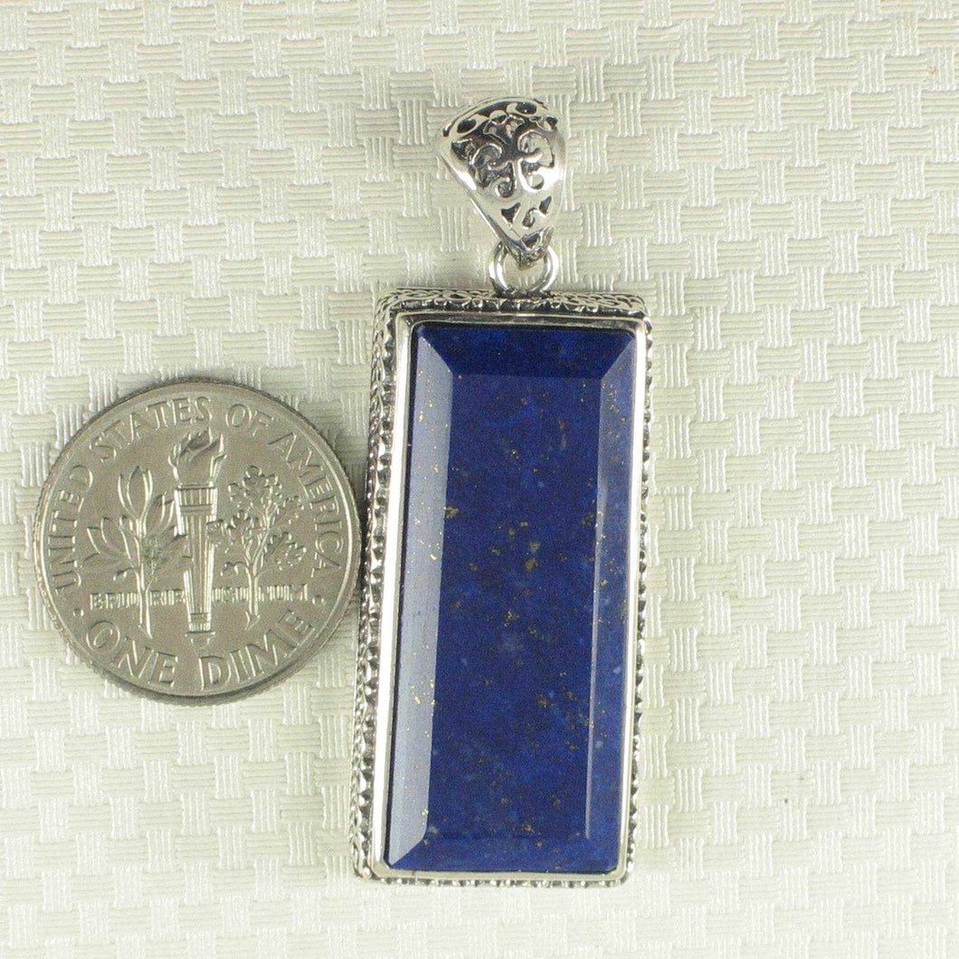 Antique-Style Natural Blue Lapis Rectangle Pendant