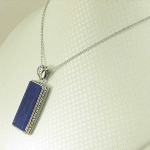 Antique-Style Natural Blue Lapis Rectangle Pendant