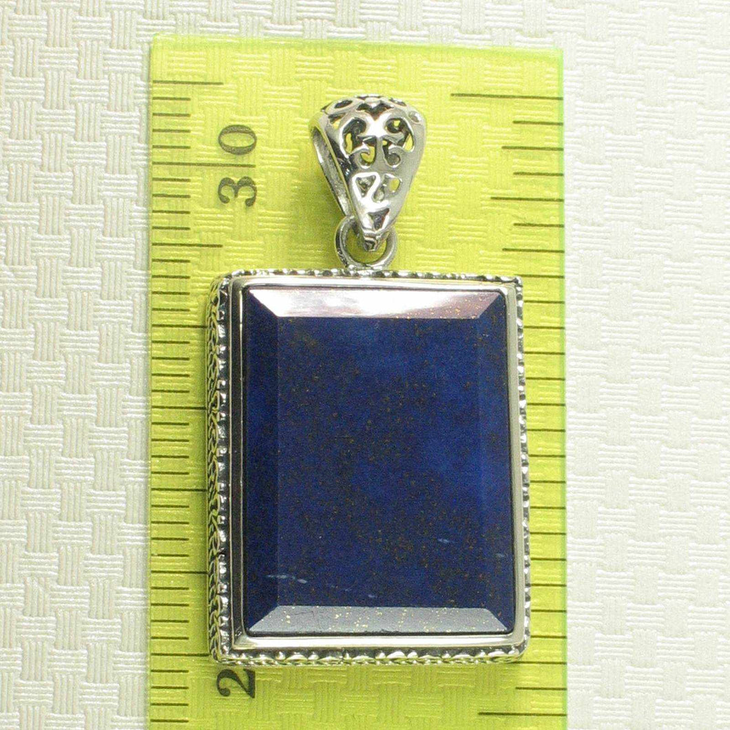 Antique-Style Natural Blue Lapis Rectangle Pendant