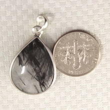 Load image into Gallery viewer, Silver .925 Black Rutilated Quartz Raindrop Pendant
