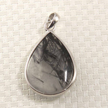 Load image into Gallery viewer, Silver .925 Black Rutilated Quartz Raindrop Pendant