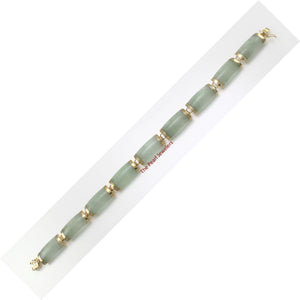14k Yellow Gold “Joy” Clasp 9 Segments Apple Green Jade Bracelet