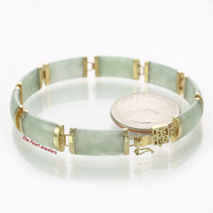 14k Yellow Gold “Joy” Clasp 9 Segments Apple Green Jade Bracelet