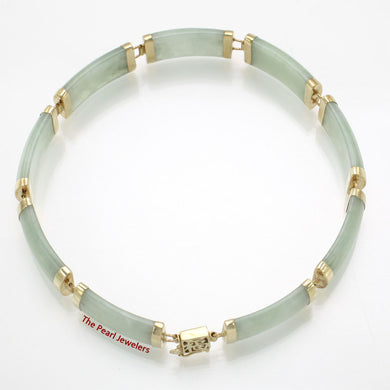 14k Yellow Gold “Joy” Clasp 9 Segments Apple Green Jade Bracelet