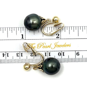 Non Pierced Baroque Tahitian Pearl Dangle Earrings – 14k Yellow Gold & Fill