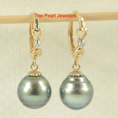 Ocean Green Tahitian Pearl Soul Mate Clip In Diamond Dangle Earrings