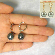 Load image into Gallery viewer, Ocean Green Tahitian Pearl Soul Mate Clip In Diamond Dangle Earrings