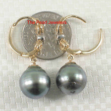 Load image into Gallery viewer, Ocean Green Tahitian Pearl Soul Mate Clip In Diamond Dangle Earrings