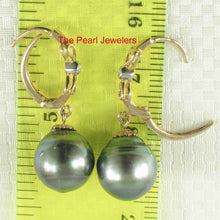 Load image into Gallery viewer, Ocean Green Tahitian Pearl Soul Mate Clip In Diamond Dangle Earrings