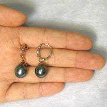 Load image into Gallery viewer, Ocean Green Tahitian Pearl Soul Mate Clip In Diamond Dangle Earrings
