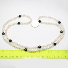 Load image into Gallery viewer, Onyx &amp; White Freshwater Pearl Infinity Necklace (33&quot;)