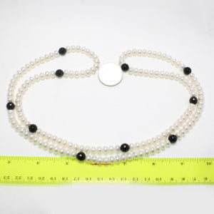Onyx & White Freshwater Pearl Infinity Necklace (33")