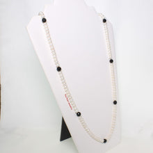 Load image into Gallery viewer, Onyx &amp; White Freshwater Pearl Infinity Necklace (33&quot;)