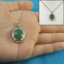 Load image into Gallery viewer, Oval Green Jade 14k Gold Pendant