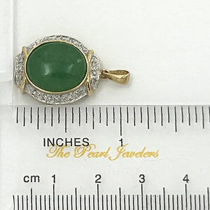 Oval Green Jade 14k Gold Pendant