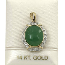 Load image into Gallery viewer, Oval Green Jade 14k Gold Pendant
