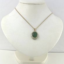 Load image into Gallery viewer, Oval Green Jade 14k Gold Pendant