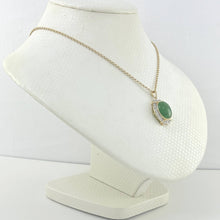 Load image into Gallery viewer, Oval Green Jade 14k Gold Pendant