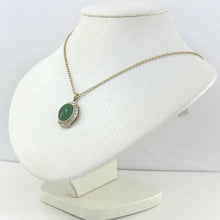 Load image into Gallery viewer, Oval Green Jade 14k Gold Pendant