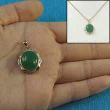 Load image into Gallery viewer, Green Oval Jade 14k Gold Pendant