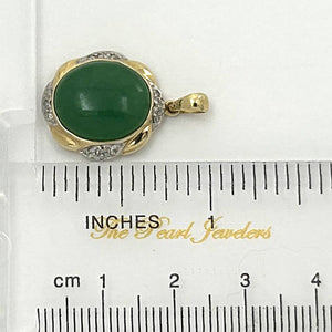 Green Oval Jade 14k Gold Pendant