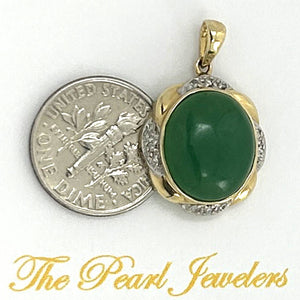 Green Oval Jade 14k Gold Pendant