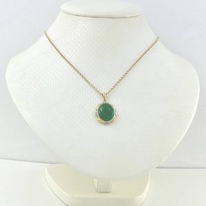 Green Oval Jade 14k Gold Pendant