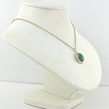 Load image into Gallery viewer, Green Oval Jade 14k Gold Pendant