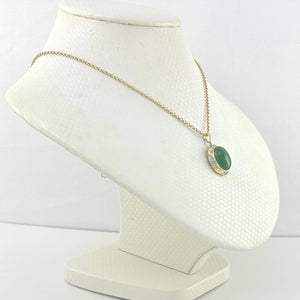 Green Oval Jade 14k Gold Pendant